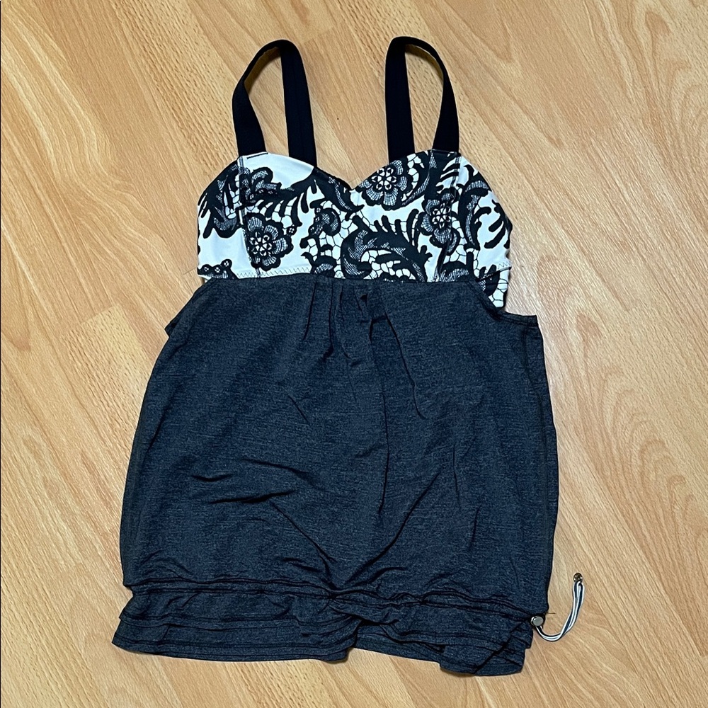 lululemon athletica Black and White Floral Top